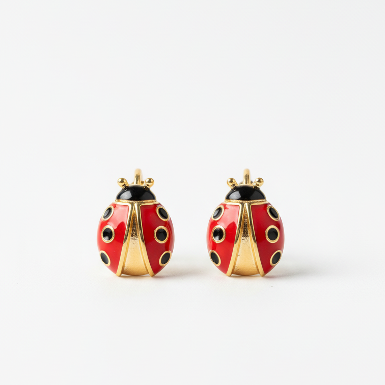 ROSIVAA Red Enamel Ladybug Studs