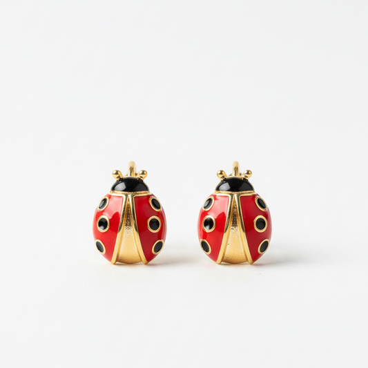ROSIVAA Red Enamel Ladybug Studs