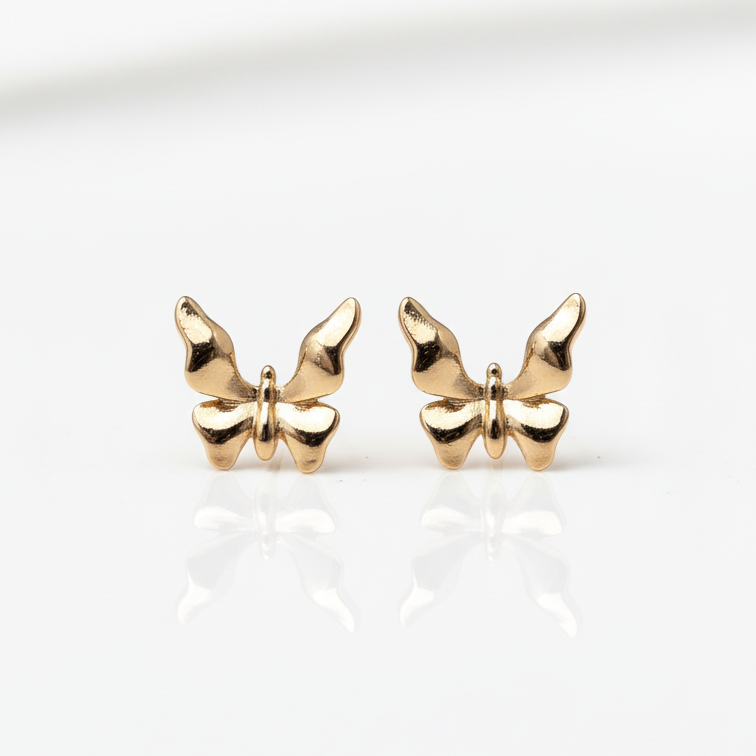 ROSIVAA Polished Gold Butterfly Studs