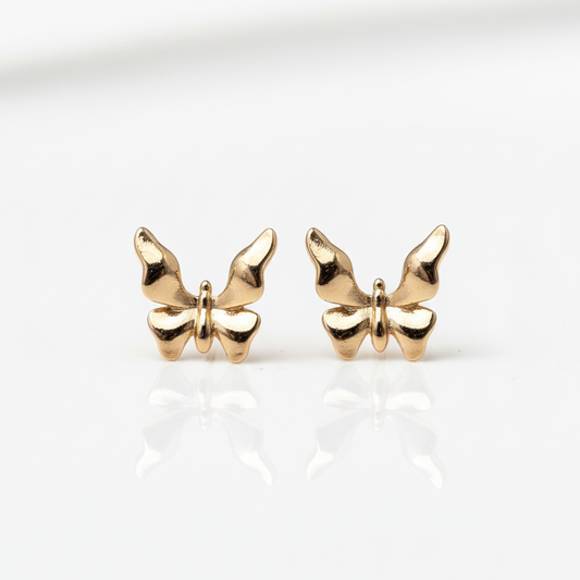ROSIVAA Polished Gold Butterfly Studs