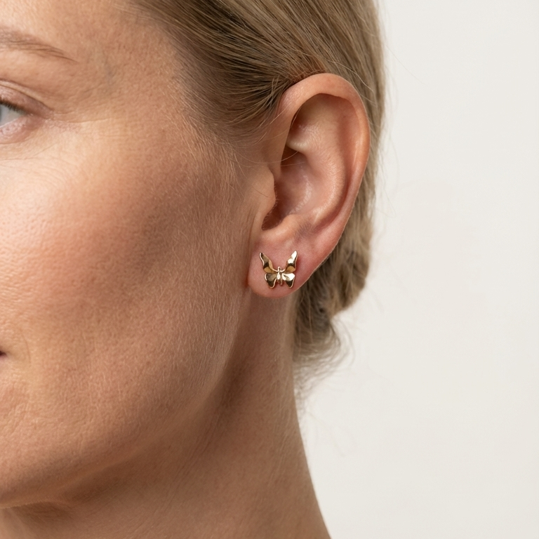 ROSIVAA Polished Gold Butterfly Studs