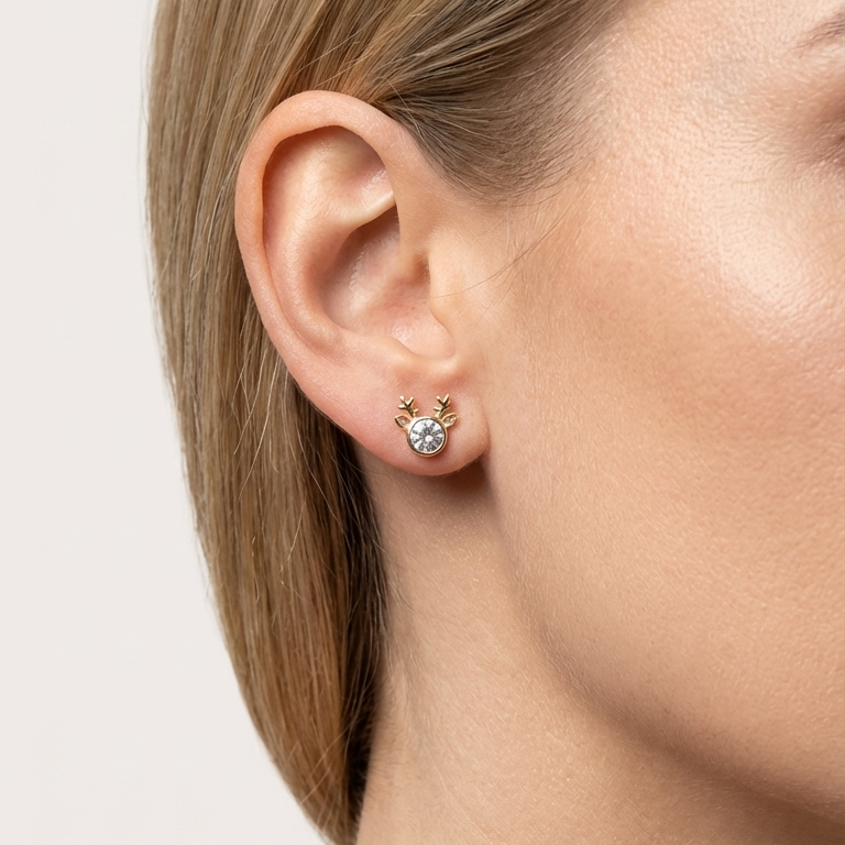 ROSIVAA Reindeer Crystal Stud Earrings