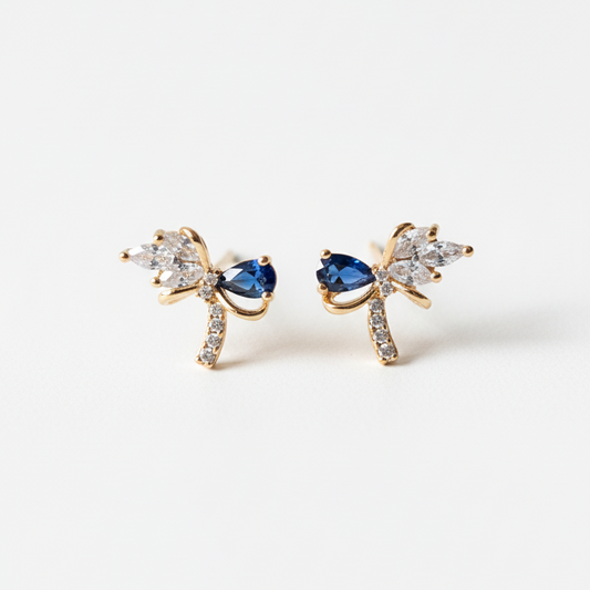 ROSIVAA Blue Sapphire Bow Studs