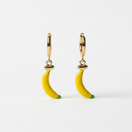 ROSIVAA Yellow Banana Enamel Hoop Earrings