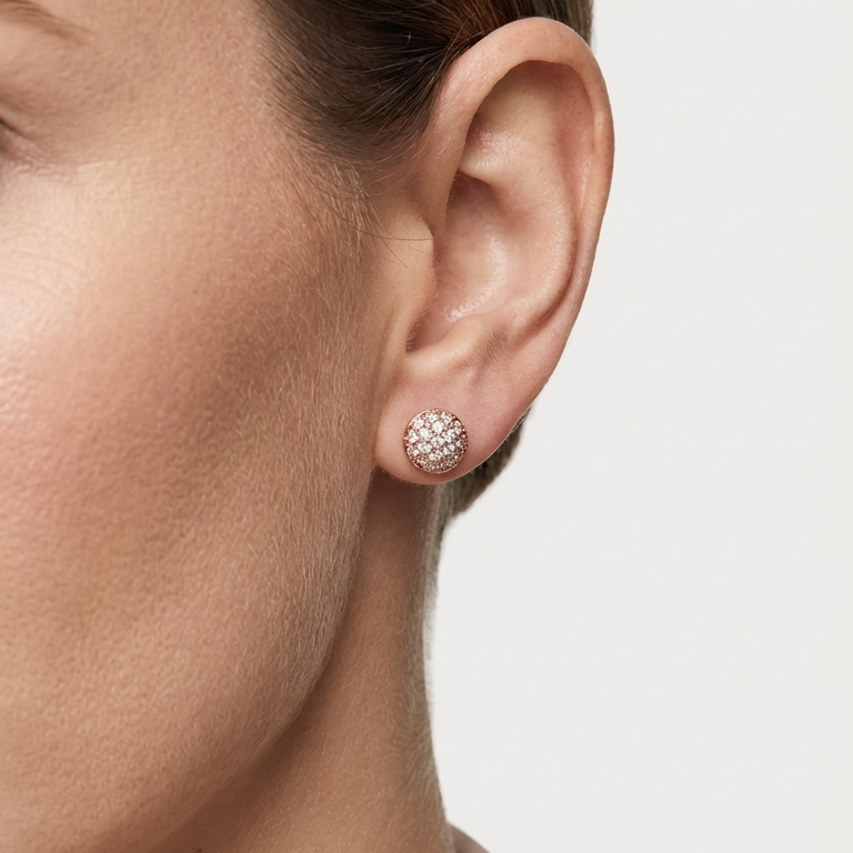 ROSIVAA Rose Gold Pave Ball Studs
