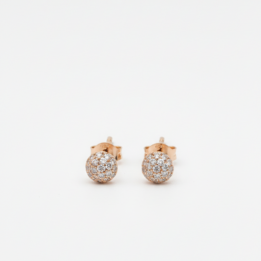 ROSIVAA Rose Gold Pave Ball Studs