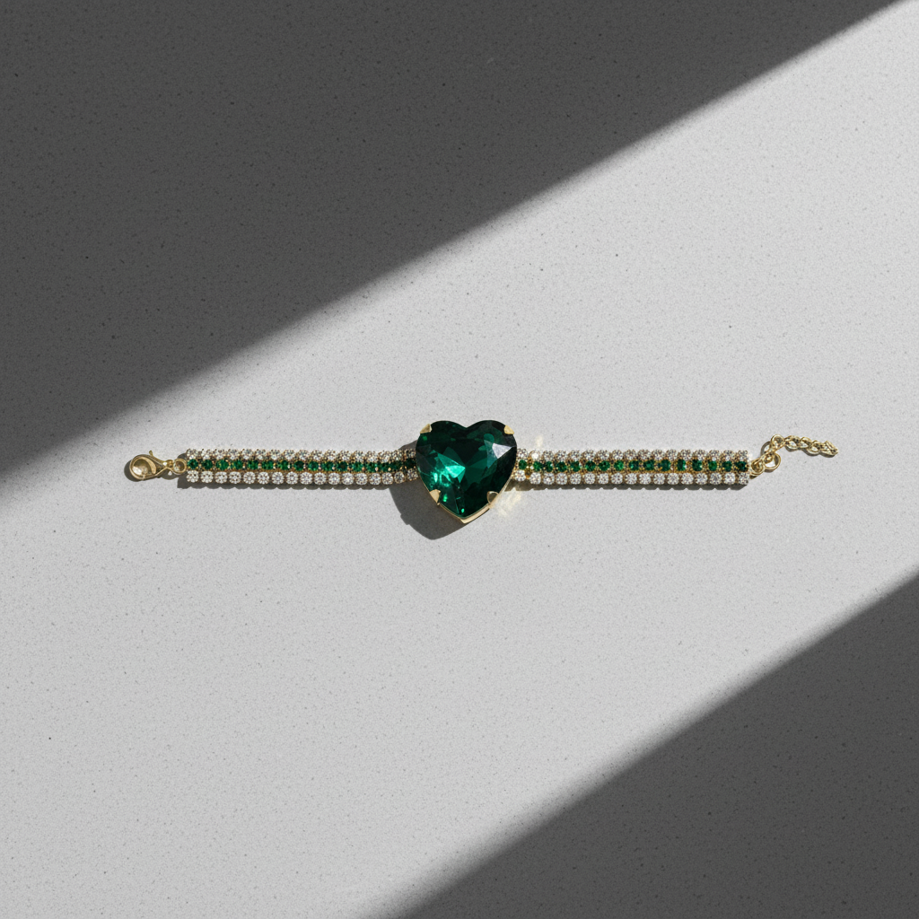 ROSIVAA Emerald Heart Triple-Row Tennis Bracelet