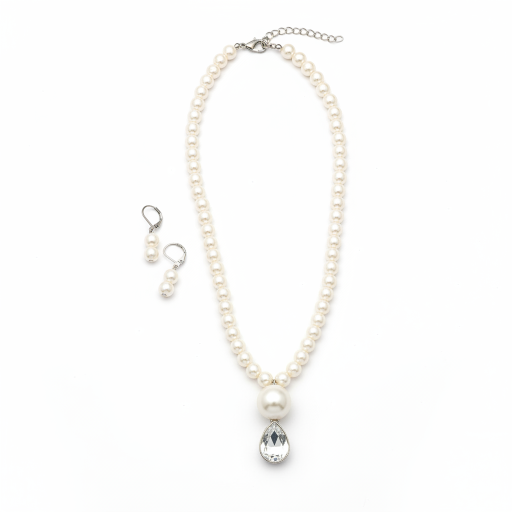 ROSIVAA Classic Radiance: Pearl & Crystal Drop Set