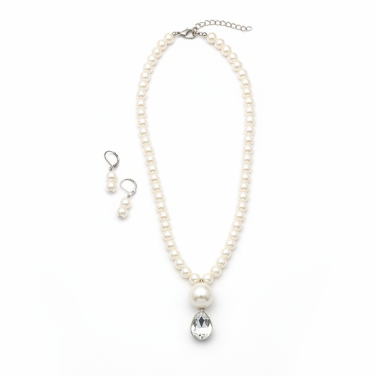 ROSIVAA Classic Radiance: Pearl & Crystal Drop Set