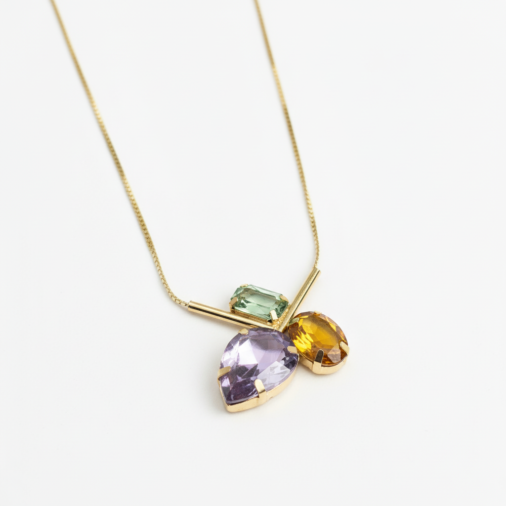 ROSIVAA Pastel Multi-Stone Geometric Necklace