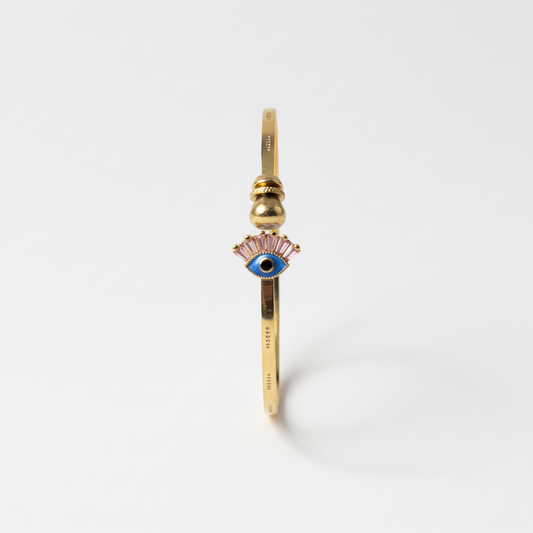 ROSIVAA Gold Evil Eye Baguette Bangle