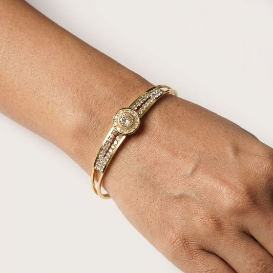 ROSIVAA Gold Crystal Halo Bangle