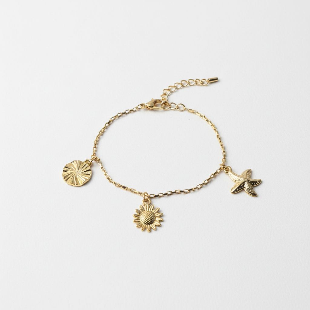 ROSIVAA Gold Ocean & Sun Charm Bracelet