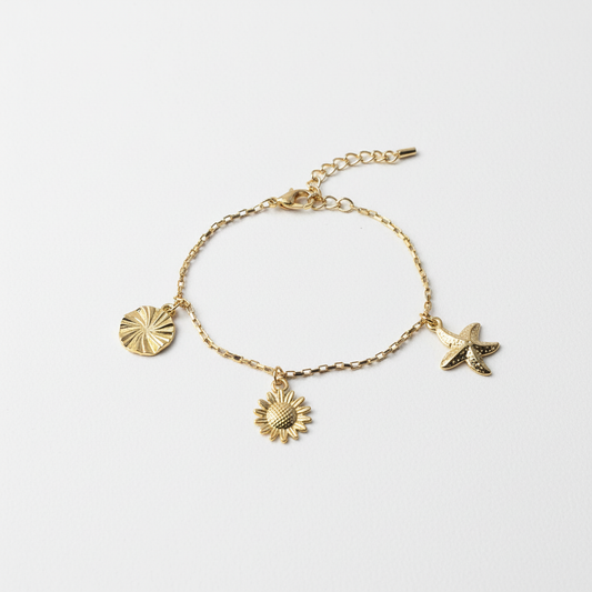 ROSIVAA Gold Ocean & Sun Charm Bracelet