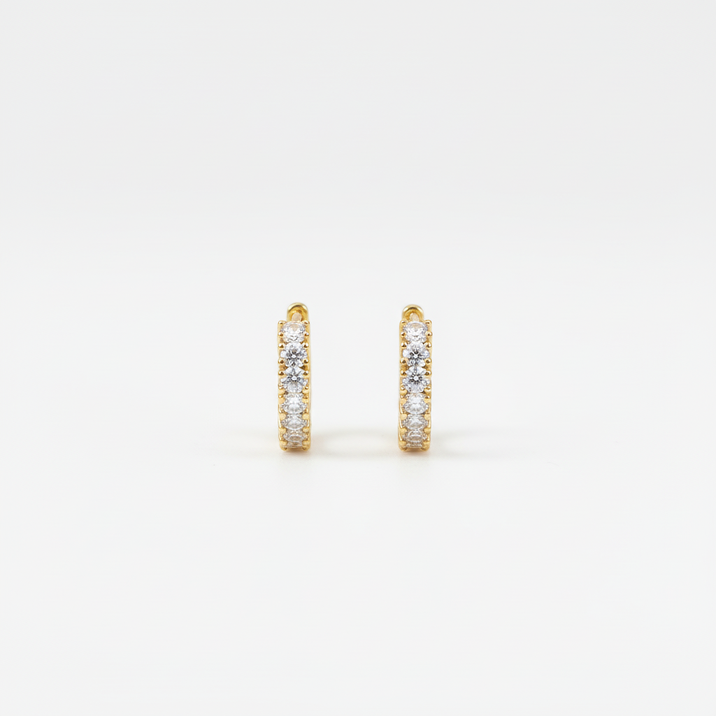 ROSIVAA Gold Baguette Crystal Hoop Earrings
