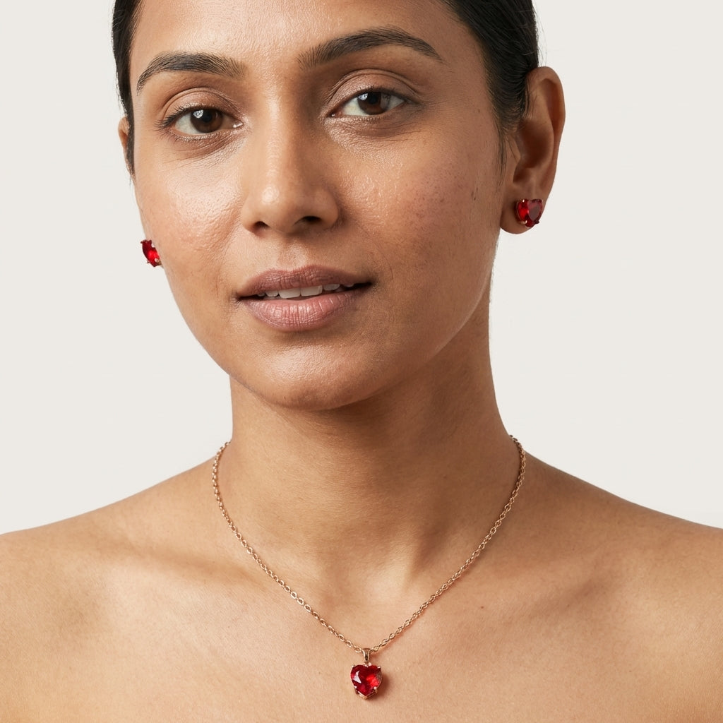 ROSIVAA Premium Ruby Heart Necklace