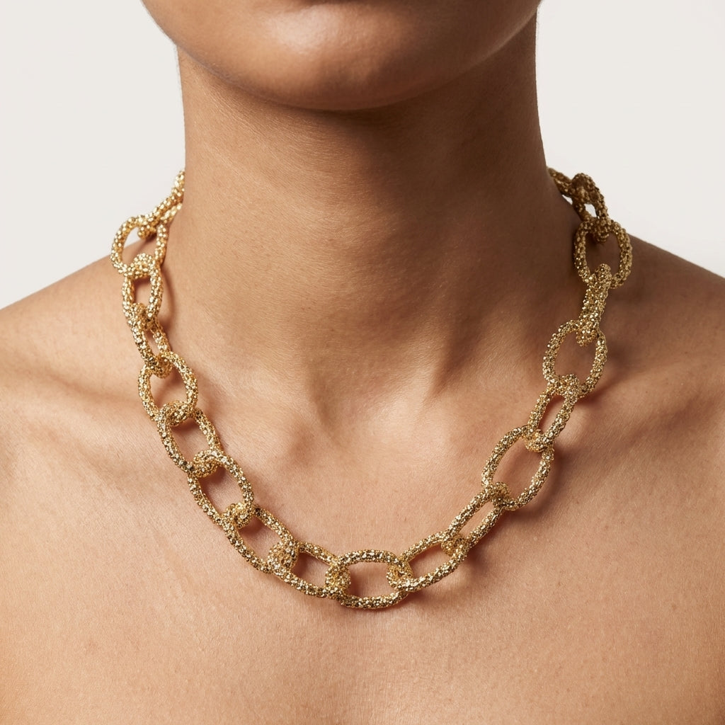 ROSIVAA Premium Bold Textured Link Necklace