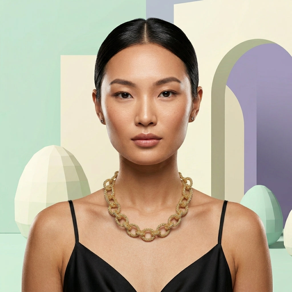 ROSIVAA Premium Bold Textured Link Necklace