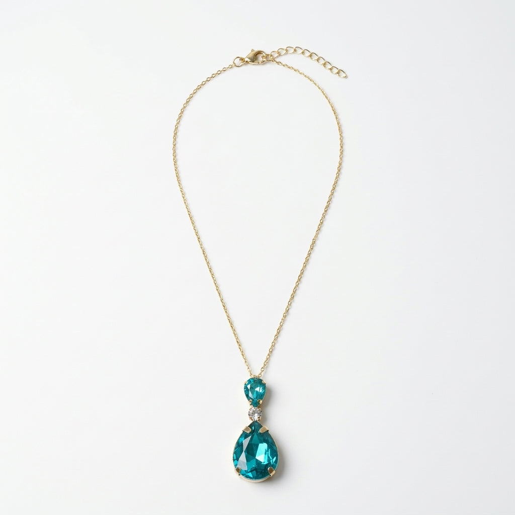 ROSIVAA Premium Teal Teardrop Necklace