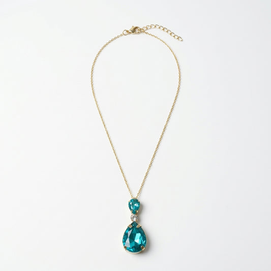 ROSIVAA Premium Teal Teardrop Necklace