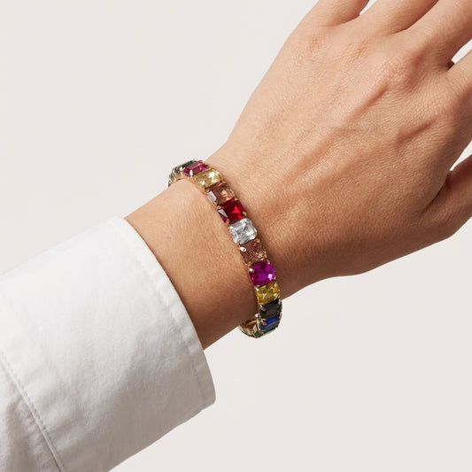 ROSIVAA Premium Rainbow Crystal Tennis Bracelet