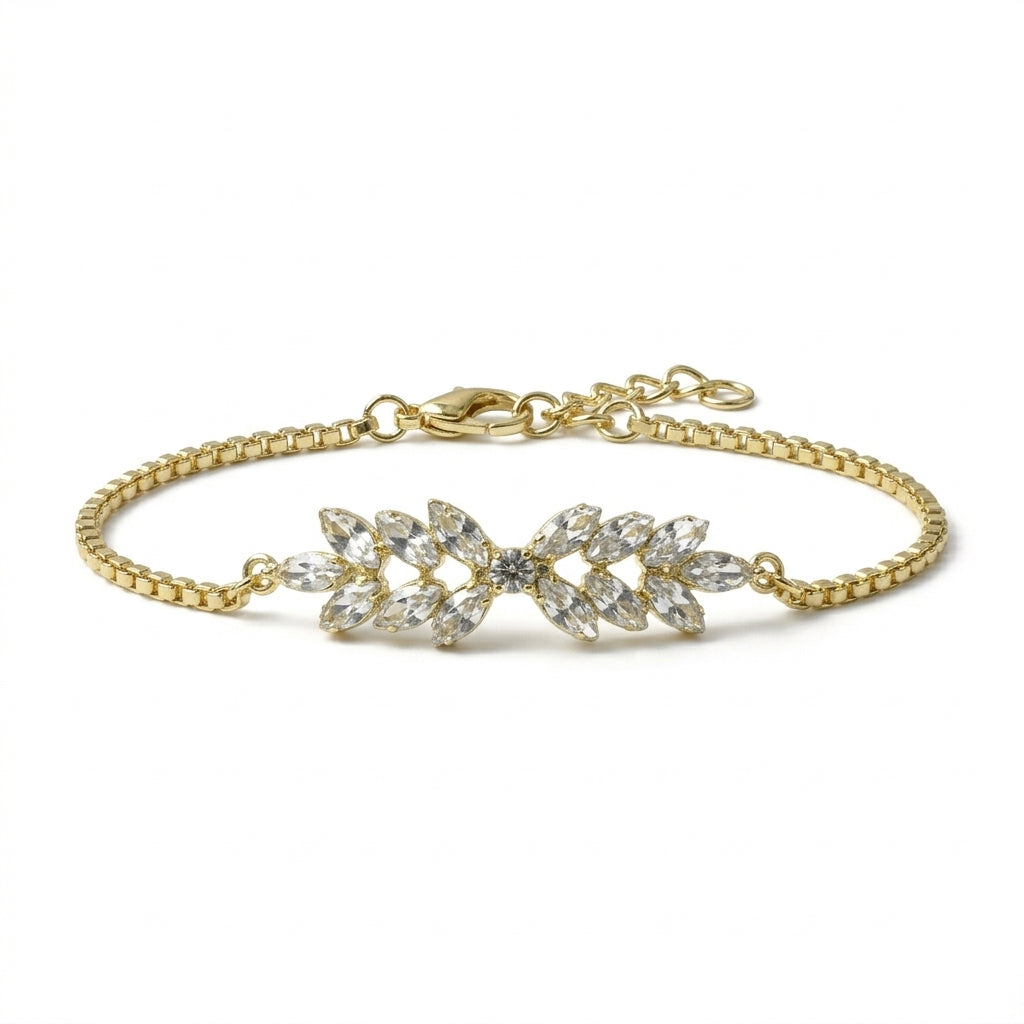 ROSIVAA Premium Marquise Crystal Leaf Bracelet