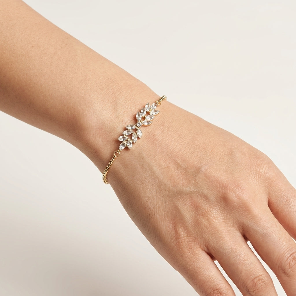 ROSIVAA Premium Marquise Crystal Leaf Bracelet