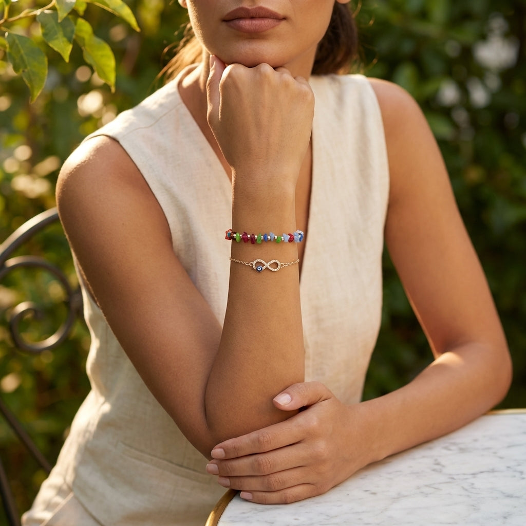 ROSIVAA Premium Evil Eye & Infinity Bead Bracelet