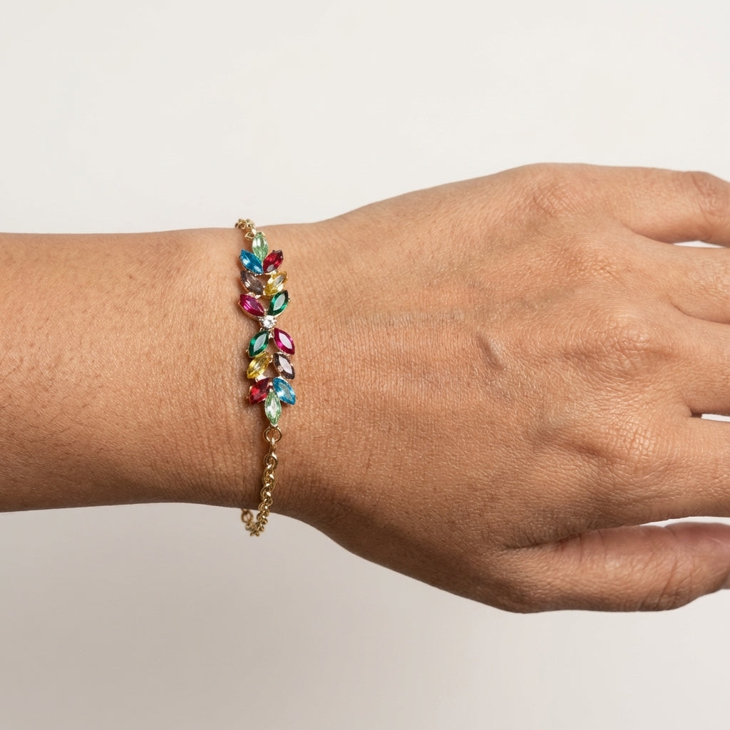 ROSIVAA Premium Rainbow Marquise Floral Bracelet