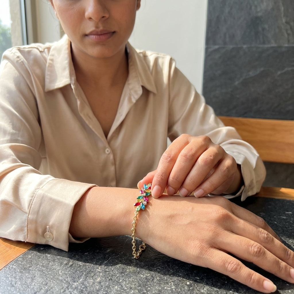 ROSIVAA Premium Rainbow Marquise Floral Bracelet