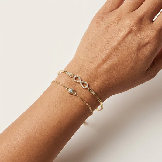 ROSIVAA Premium Infinity & Solitaire Bangle Set