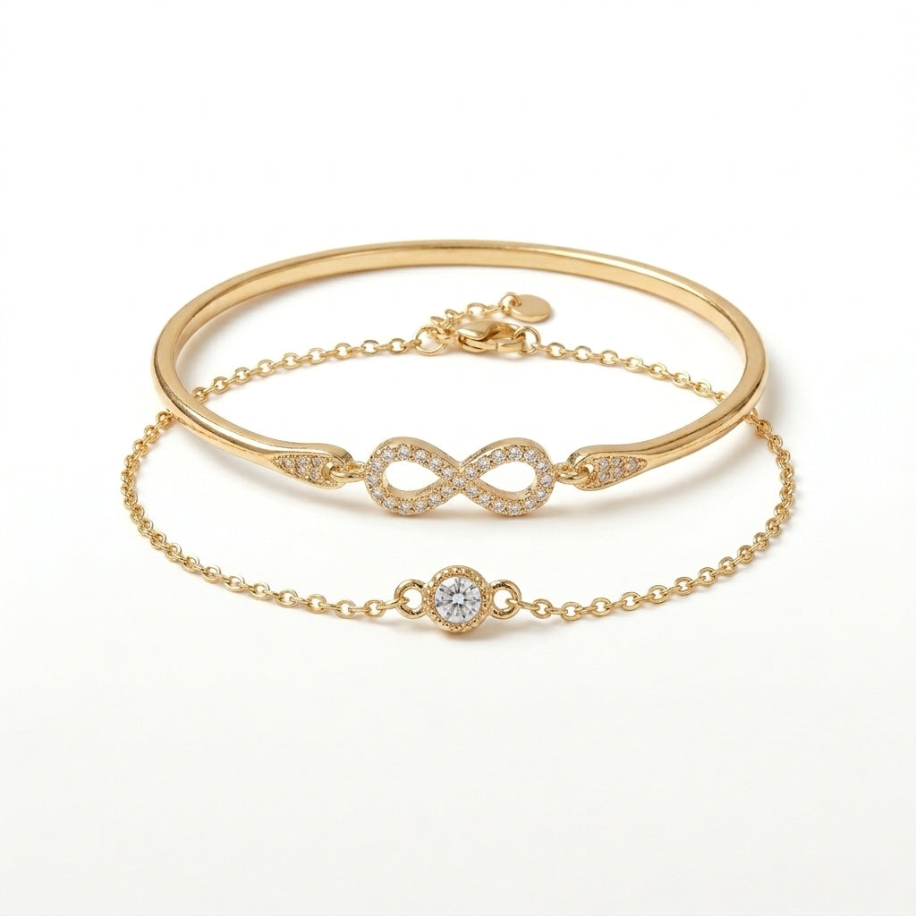 ROSIVAA Premium Infinity & Solitaire Bangle Set