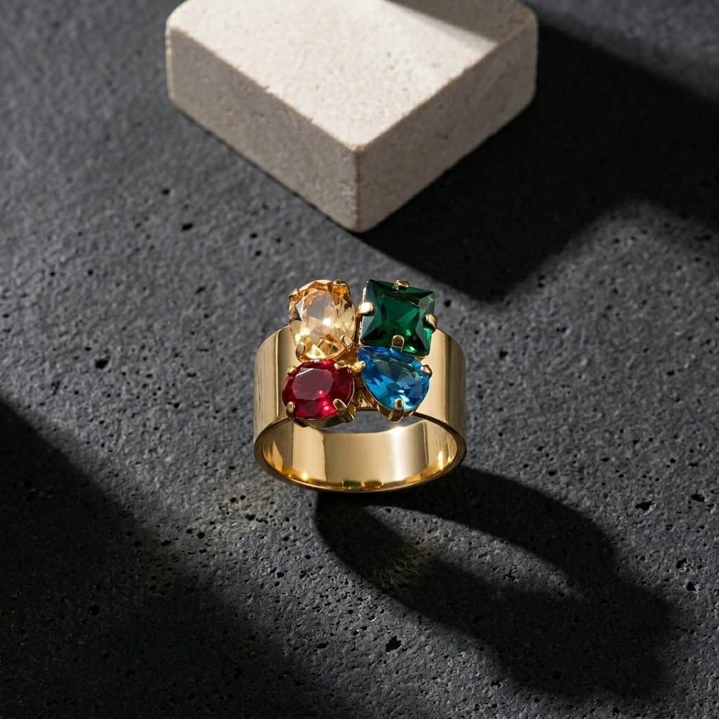 ROSIVAA Multi-Gemstone Statement Ring