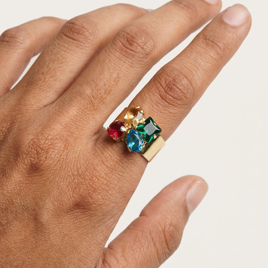 ROSIVAA Multi-Gemstone Statement Ring