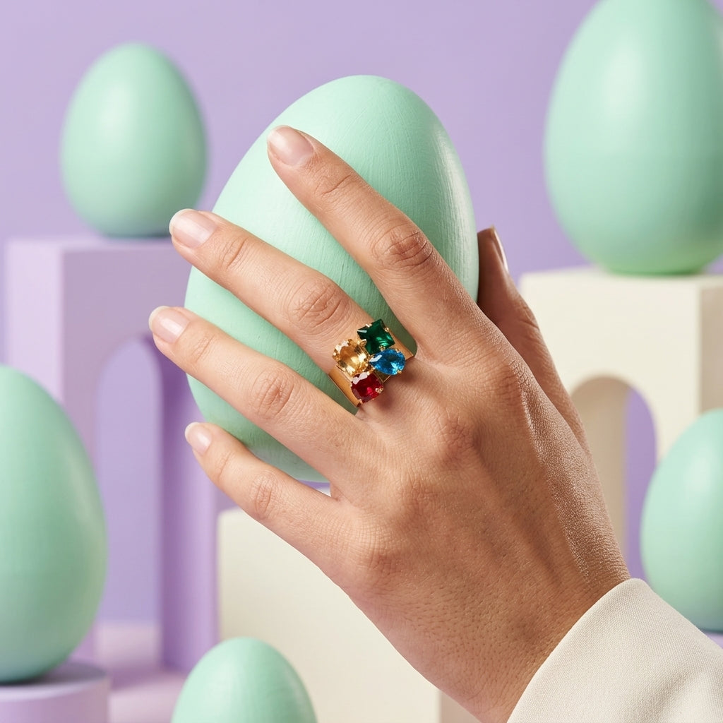 ROSIVAA Multi-Gemstone Statement Ring