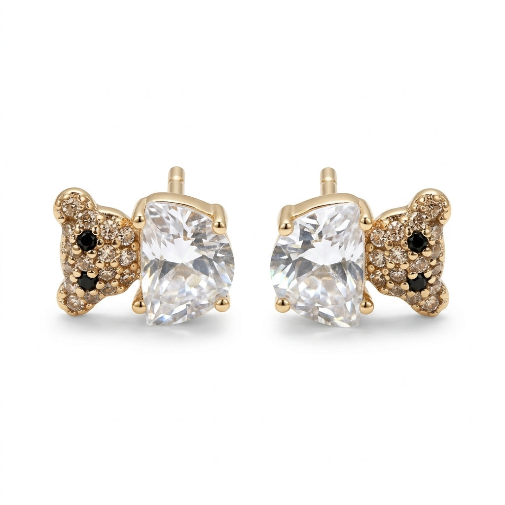 ROSIVAA Crystal Teddy Bear Studs