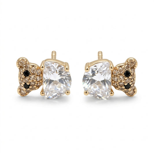ROSIVAA Crystal Teddy Bear Studs