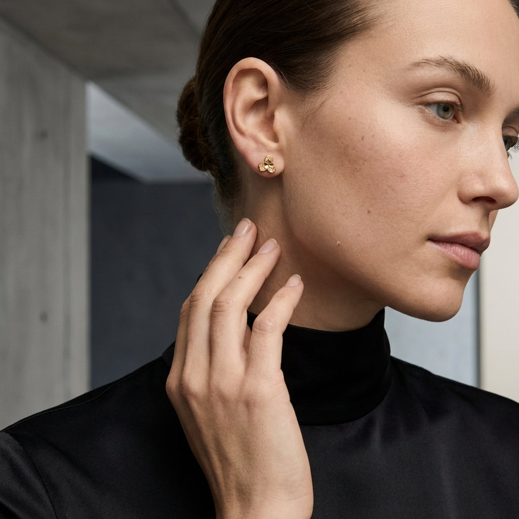ROSIVAA Textured Clover Studs