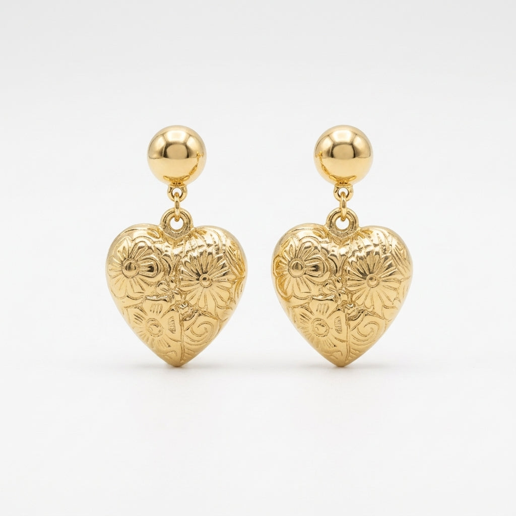 ROSIVAA Floral Engraved Heart Drops