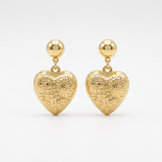 ROSIVAA Floral Engraved Heart Drops