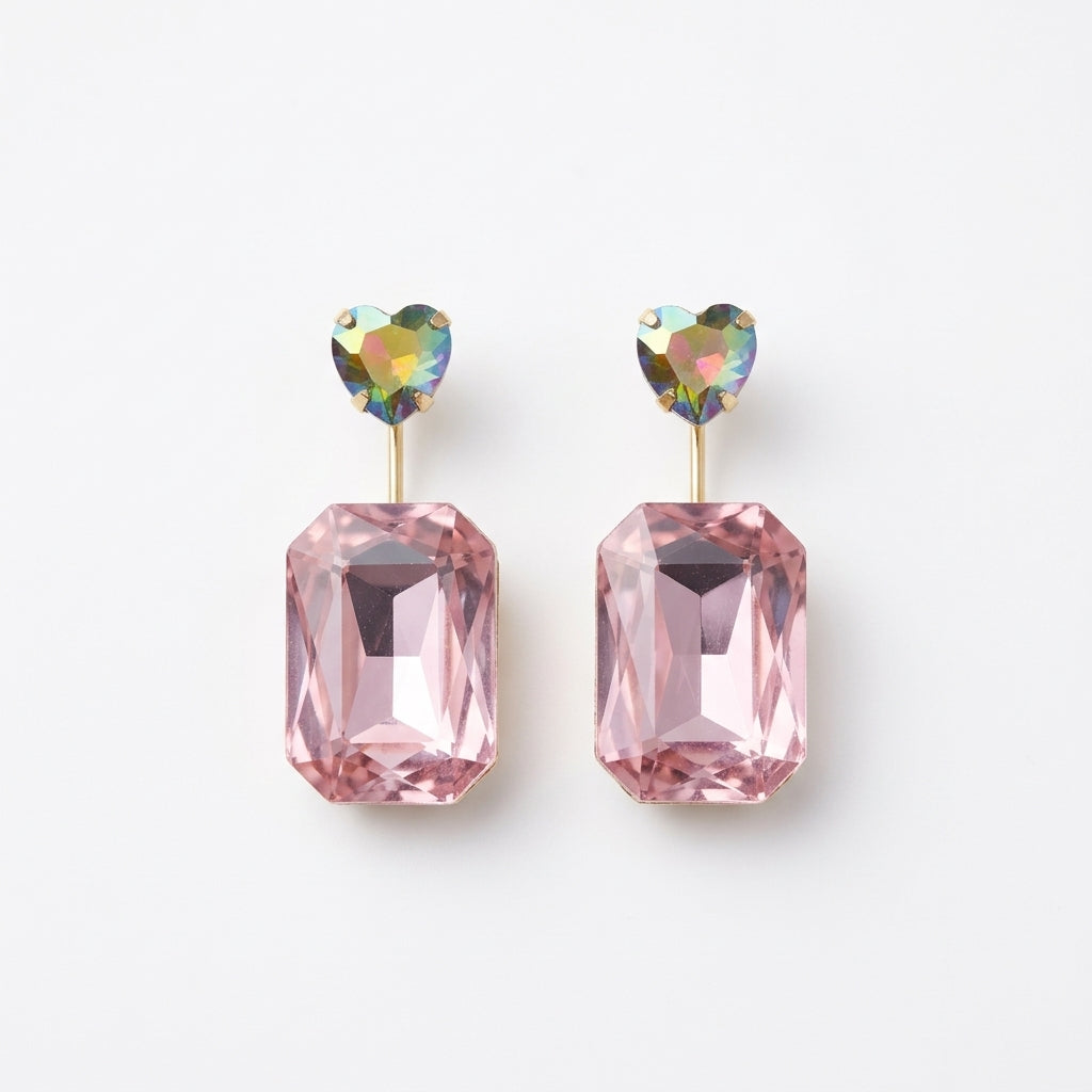 ROSIVAA Pink Crystal Heart Drops