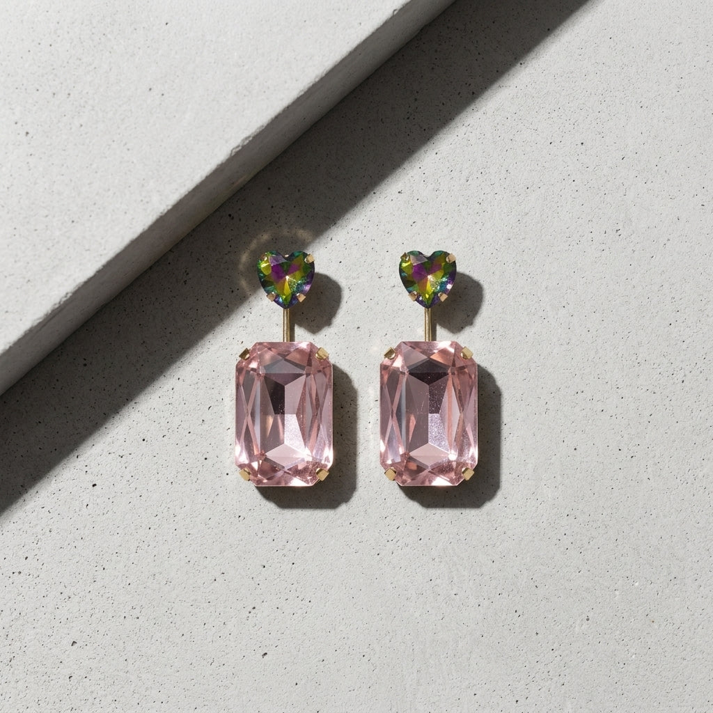 ROSIVAA Pink Crystal Heart Drops