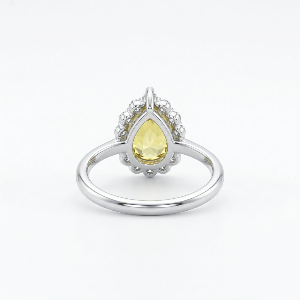 ROSIVAA Citrine Pear Halo Ring