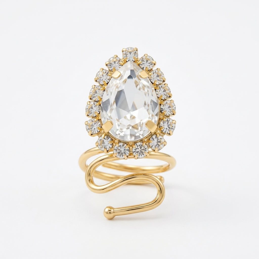 ROSIVAA Halo Pear Snake Ring