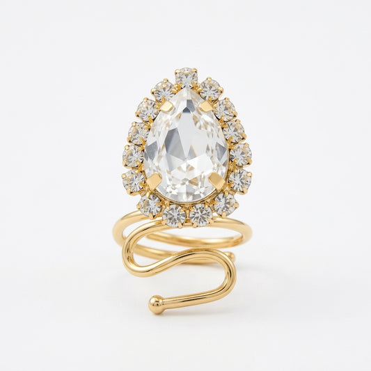 ROSIVAA Halo Pear Snake Ring
