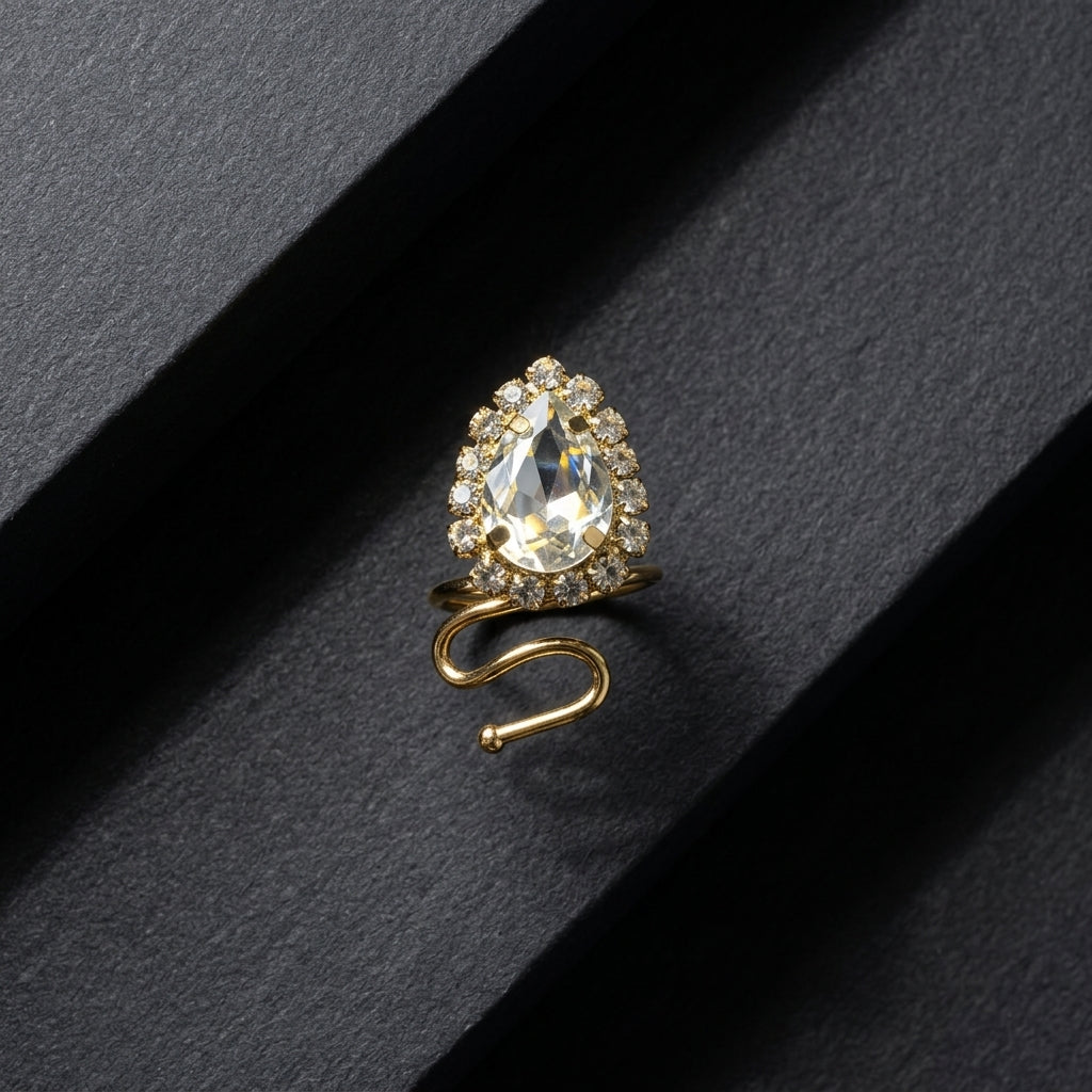 ROSIVAA Halo Pear Snake Ring