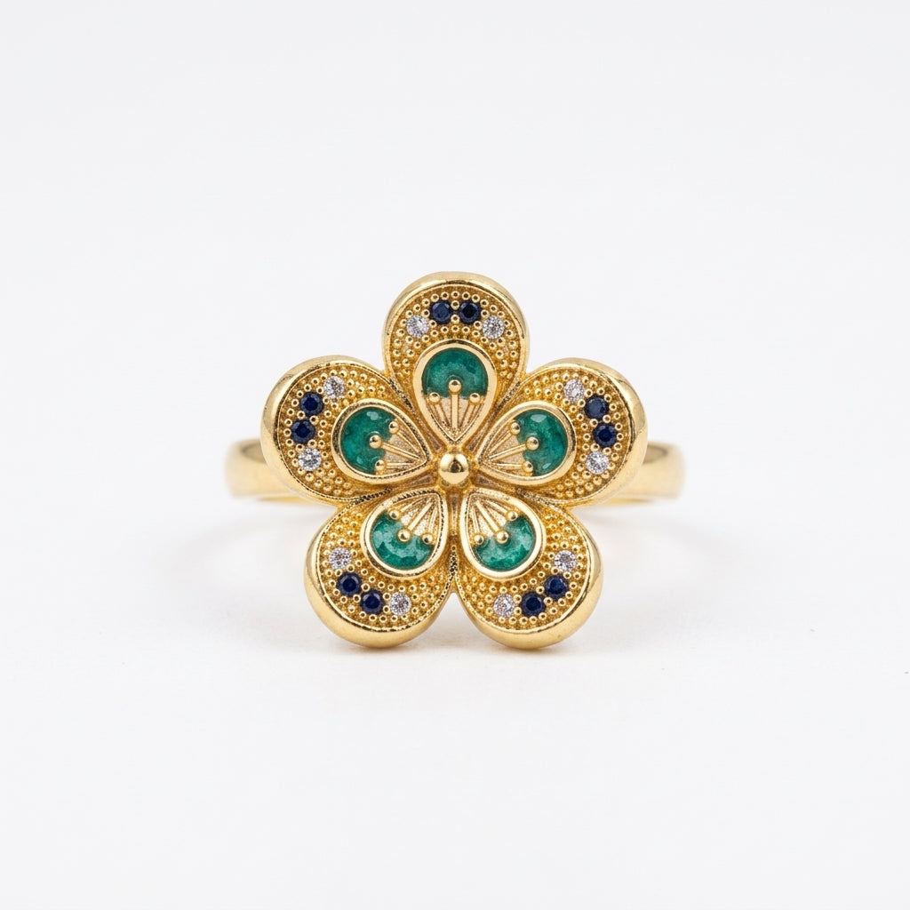 ROSIVAA Meenakari Blossom Ring