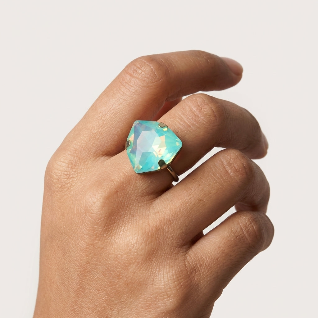ROSIVAA Iridescent Geo Statement Ring