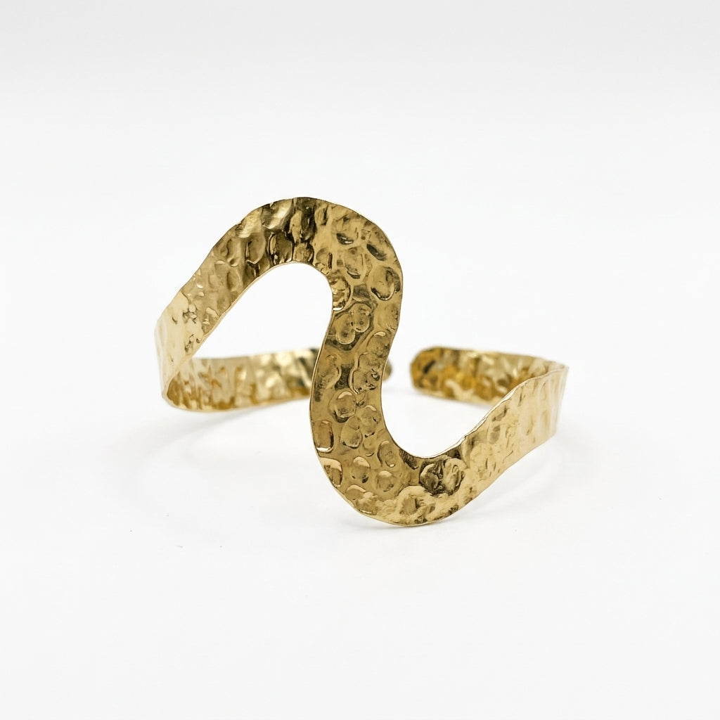 ROSIVAA Hammered Wave Cuff
