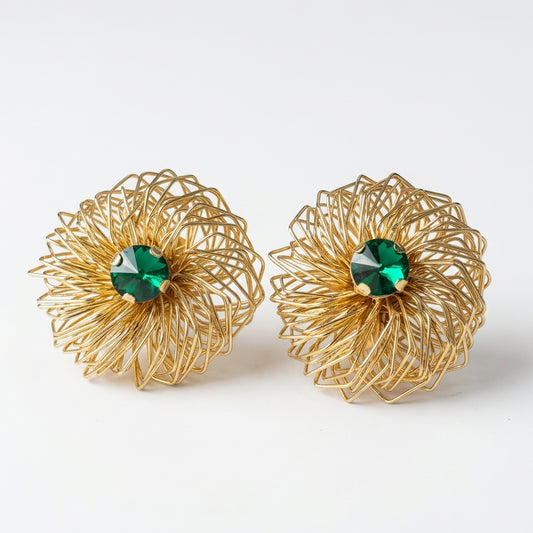 ROSIVAA Emerald Wire Nest Studs